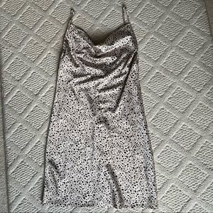 satin cowl slip dress